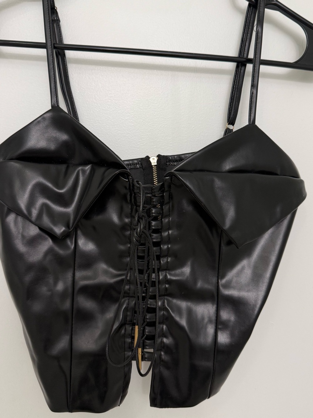 Fashion nova pleather crop tank top.